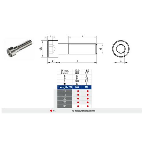 INSEXSKRUV A4 M6X12