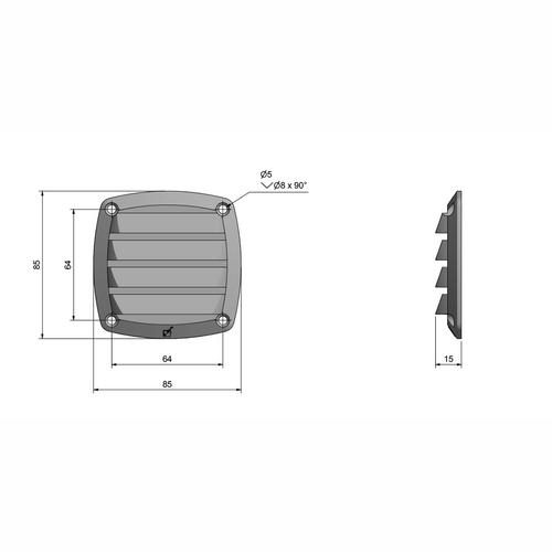 VENTILGALLER 85X85 VIT ROCA